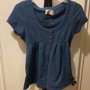 Hollister Navy Button-Down Blouse